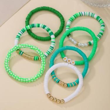 Imagem de Pulseiras elásticas com contas para mulheres, pulseiras empilháveis de argila de polímero dourado, amizade, boho, verão, praia, conjunto de joias, Medium, Acrílico Vinil, Sem Pedra Preciosa