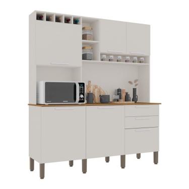 Imagem de Armário De Cozinha 6 Portas 2 Gavetas New Topázio Salleto Branco