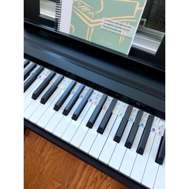 Imagem de Guia de notas de piano etiquetas removíveis para teclado de piano, tamanho completo de 88 teclas, adesivos de piano reutilizáveis para iniciantes (coloridos)