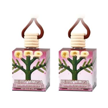 Imagem de Difusor de ambientador de carro, purificadores de carro de longa duração, aromatizador de ar para pendurar para carro, difusor de óleo essencial, óleo de fragrância Berry Mimosa, 8 ml x 2 peças