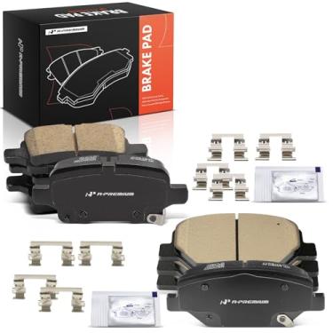 Imagem de A-Premium Conjunto de pastilhas de freio a disco de cerâmica dianteira e traseira compatível com Chevrolet, GMC, modelos Buick - Equinox, Terrain, Regal TourX, 2018 2019 2020, com diâmetro do rotor