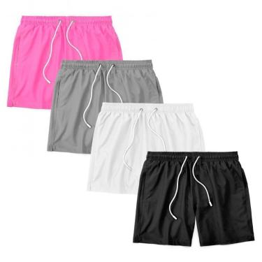 Imagem de Kit 4 Shorts Bermuda Masculino Tactel Liso Praia Academia-Masculino