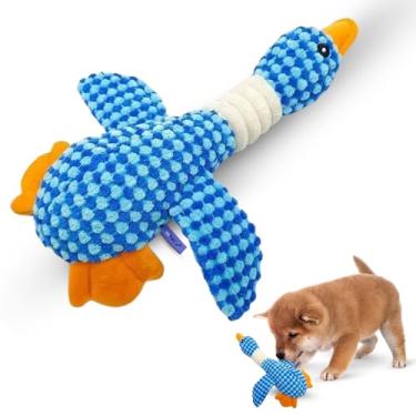 Imagem de WiPet Blue Goose Squeaky Dog Toy – Brinquedo de pelúcia durável para mastigadores agressivos – Brinquedo de animal de estimação duro, macio e interativo para dentição, treinamento e ansiedade – para