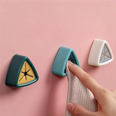 Imagem de Conjunto de clipe de suporte de toalha de cozinha montado na parede, garra de pano de prato sem perfuração para panos e toalhas, gancho de grampo triangular criativo para armazenamento de pia, pacote