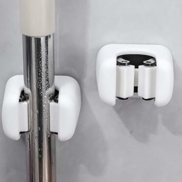 Imagem de 2 peças de suporte de parede para esfregão de cozinha, vassoura, jardim, suporte autoadesivo para pendurar no banheiro (6,5 x 5 x 4,3 cm)