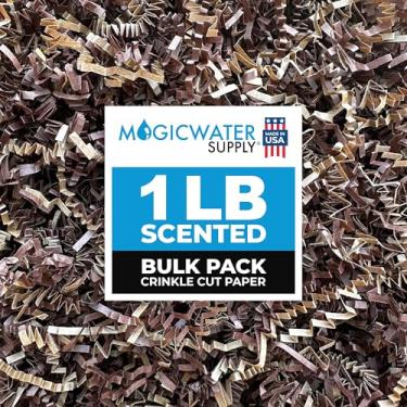 Imagem de Papel de corte enrugado perfumado MagicWater - 0,5 kg - Pães de canela - Perfeito para enchimento de papel desfiado, enchimento de cestas, caixas de presente, presentes de dama de honra, enfeites de