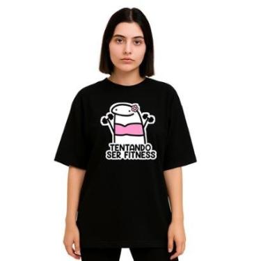 Imagem de Camiseta Oversized Feminina Algodão Treino Academia Fitness-Feminino