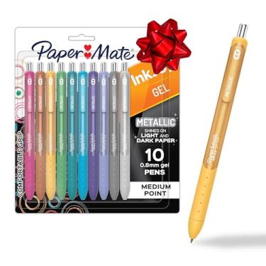 Imagem de Paper Mate Canetas de gel InkJoy, canetas metálicas, retráteis, ponta média, (0,8 mm), cores sortidas, 10 unidades