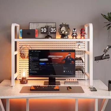 Imagem de Estante De Computador, Prateleira De Metal Multifuncional, Estante Industrial, Estante De Ferro Forjado, Organizador Para Dormitório Doméstico E Escritório, Bianco, 95x20*68cm