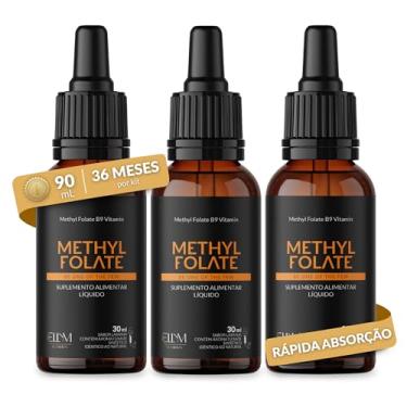 Imagem de Vitamina B9 Metilfolato em Gotas Sublingual 30 mL ELLYM NUTRITION Sabor Laranja O Ácido Fólico Auxilia na Formação do Tubo Neural do Feto Durante a Gravidez (90 mL)