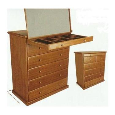 Imagem de Cômoda 1,02 x 55 x 1,20 Com Espelho Porta Jóias - Móveis de Gramado