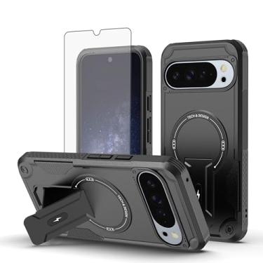 Imagem de Furill Capa de celular para Google Pixel 10 Pro XL compatível com Magsafe protetor de tela de vidro temperado capa celular com suporte robusto à prova de choque protetor magnético resistente Pixel10