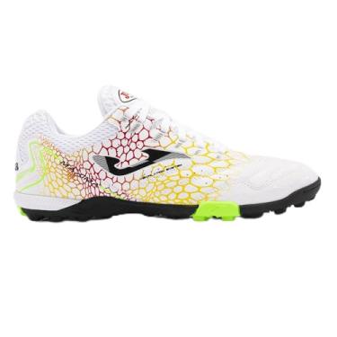 Imagem de Joma Chuteiras de futebol de grama, 6,5-12 EUA - Chuteiras profissionais - Cabedal de microfibra, sola cromada, reforço do calcanhar - Máxima, Branco, amarelo, 37