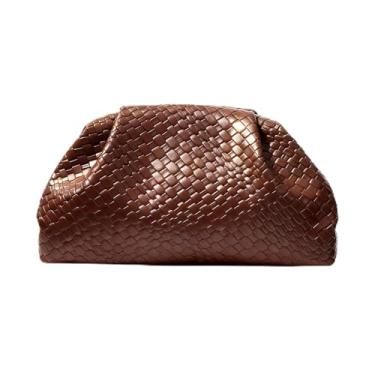 Imagem de AWNALEEO Bolsa feminina de tecido para noite, bolsa clutch elegante, Café