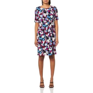 Imagem de Kasper Vestido feminino com detalhe plissado SLV cotovelo, Preto/Cerise Multi, 48