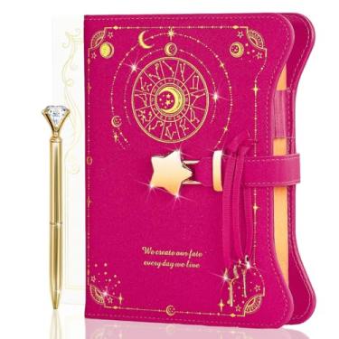 Imagem de Diário com cadeado e chaves para meninas e mulheres, diário de bloqueio para ideias de presente com caixa de presente, caneta e marcador, diário para mulheres com 360 páginas Kraft, caderno