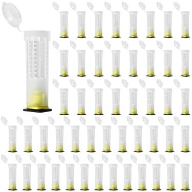 Imagem de Gaiola para abelha rainha - gaiola de proteção segura e segura para abelhas rainha com design ventilado, pacote com 50, dimensões de 2,9 x 2,87 x 7,5 cm - perfeita para apicultura, tampa que evita