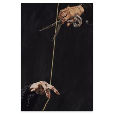 Imagem de Heltrappe Pôster Gothic Dark Academia Moody Aesthetic Canvas Wall Art Mitologia Grega Antiga Thread of Life Impressões de pintura a óleo para decoração de parede de quarto de galeria 40,6 x 61 cm sem