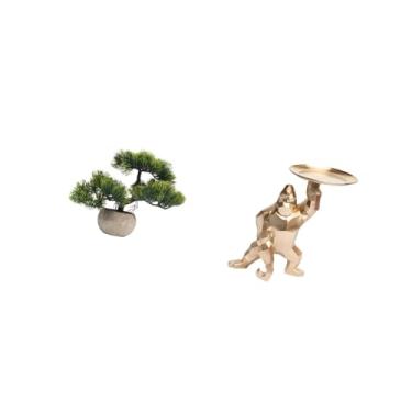 Imagem de Fenteer Estátua Artificial de Bonsai, Escultura de Planta Falsa em Resina, Coleção de Folhagens, Ornamento de Mesa, Bandeja de Servir, Centros de Mesa.