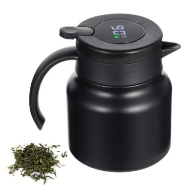 Imagem de Bule de chá preto de 800 ml com visor digital de temperatura, bule de chá para folhas de chá soltas com filtros, bule de café a vácuo, infusor de aço inoxidável 304