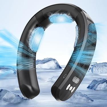 Imagem de Ventilador portátil de ar condicionado de pescoço, ventiladores sem lâmina, versão limitada de longa duração, ventilador de pescoço portátil com ventiladores de pescoço pessoais recarregáveis por LED