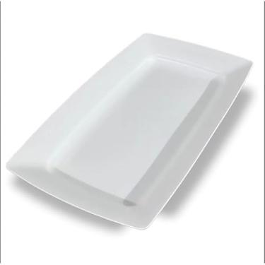 Imagem de Kit até 50 Bandejas Petisqueira Plástico BRANCA/PRETA Porções Petisco Festas Lanchonete Churrasco(BRANCO,KIT 10)