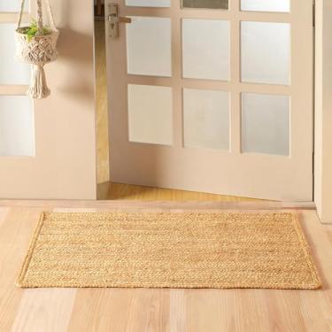 Imagem de VEVARA HOMES Tapete de juta retangular feito à mão, 7 x 1,2 m, tapete natural, sólido, para quarto, sala de estar, sala de jantar, escritório e cozinhas