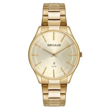 Imagem de Relógio Seculus Masculino Ref: 77182Gpsvda2 Slim Dourado