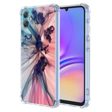 Imagem de WEIOUHR Capa para Galaxy A05 Samsung A05 transparente macio TPU design padrão abstrato, capa protetora leve resistente a arranhões, para Samsung Galaxy A05 (Deep Blue Pink)
