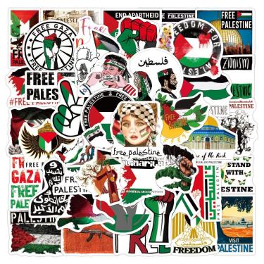 Imagem de Conjunto de adesivos Free Palestine Political, 50 unidades de vinil impermeável
