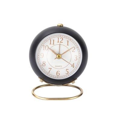 Imagem de Despertador Vintage redondo analógico preto/dourado de metal 10x8cm