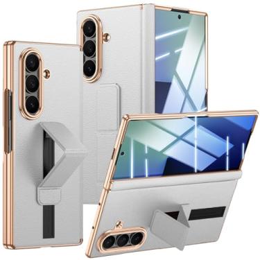 Imagem de NINKI Capa de proteção magnética para Samsung Galaxy Z Fold 7 com protetor de tela e suporte, pulseira para Samsung Z Fold 7 capa de telefone com alça de dedo, capa de couro para Galaxy Z Fold 7