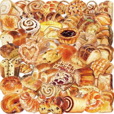 Imagem de Pacote de adesivos com tema de pão e pastelaria, 50 unidades de comida de panificação retrô