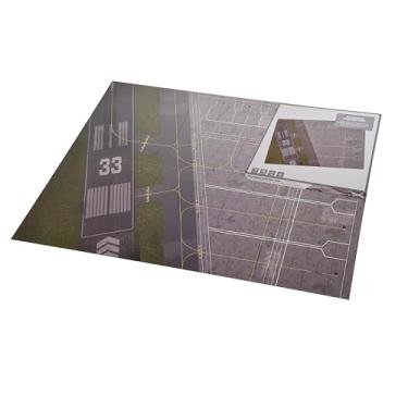 Imagem de Airport Layout Mat with Runway - for Model Aircraft in 1/400 & 1/500 Scale, Foldable Board - Create a Model Airport, Parks up to 12 Airplanes 33.11 x 46.8 Inches Size