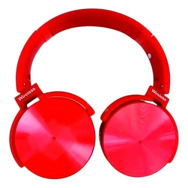 Imagem de Fone de Ouvido Bluetooth Over-Ear, Vermelho, com Microfone Embutido, Autonomia de 6h, Conexão Múltipla, Rádio e SD, Design Ergonômico para Música, Games e Home Office