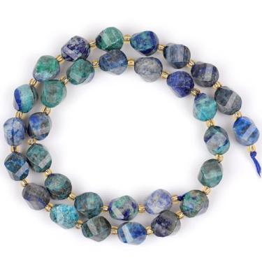 Imagem de GEM-Inside 32 peças 10 mm torcida facetada lapis lazúli malaquita jaspe pedras preciosas contas para pulseira, colar, fazer joias, energia, chacra, contas