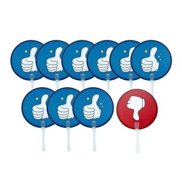 Imagem de Vaveren Conjunto de 10 placas de leilão com polegar para cima e polegar para baixo, nas cores azul e vermelha, ideais para interação entre professores
