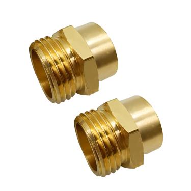 Imagem de AMZDIAI Adaptador de mangueira de jardim de latão, 1/2 NPT fêmea x 3/4 GHT macho acessórios para tubos de latão (pacote com 2)