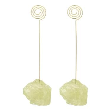 Imagem de PATIKIL Suporte para número de mesa, 2 peças de suportes de clipe de foto, pedra de cristal, quartzo, porta-cartões, em formato de pirulito, para fotos, para festa de casamento, decoração de