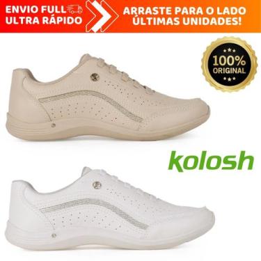 Imagem de Tênis Kolosh Feminino Casual Ortopedico Conforto Macio Original, Nude,