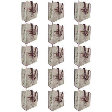 Imagem de Bolsa Ecologica Kit 15 Unidades Sacola Ecobag De Ombro Reutilizavel Multiuso Dobravel Alça Compras Mercado Resistente Lavavel Pratica