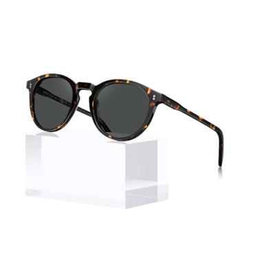 Imagem de Óculos de Sol Redondo CARFIA para Mulheres - Lentes Polarizadas - Proteção UV 100% - Armação em Acetato - Estilo Retrô Clássico - CA2302