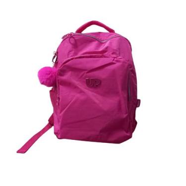 Imagem de Mochila Costas Rosa Reforçada c/ Chaveiro Pompom - Luxcel