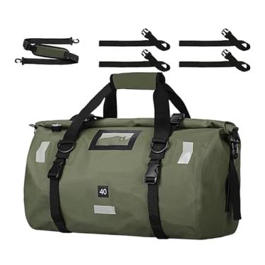 Imagem de Shakven Bolsa seca para motocicleta, mochila impermeável - Mochila seca impermeável 40L - Tiras reflexivas bagagem de viagem ao ar livre, sacos de sela versáteis para viajar, acampar, caiaque