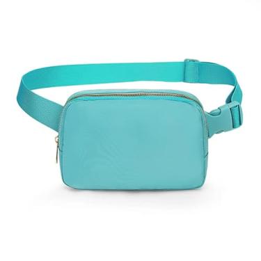 Imagem de Bolsa de cinto para mulheres, pochete para mulheres, bolsas de cintura modernas com alça ajustável, presentes para mulheres e homens, Azul claro, Medium, Azul claro