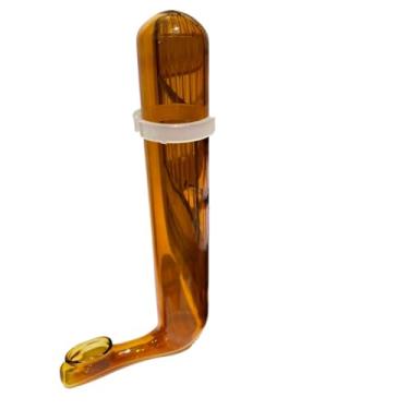 Imagem de Bebedouro de Vidro Âmbar Borossilicato para Calopsita e Periquito – 100 ml, 18 cm, Alta Qualidade