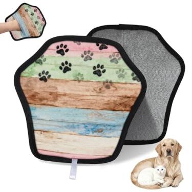 Imagem de Hanxuanyifan Luvas de remoção de pelos de animais de estimação vintage Dog Paws para cães e gatos, 2 peças de luvas eletrostáticas reutilizáveis de pelos de animais de estimação, ferramenta de remoção