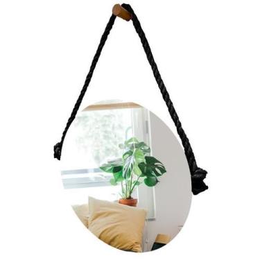 Imagem de Espelho Decorativo Vintage Alça Corda Naval Preta 60Cm - E2G Design