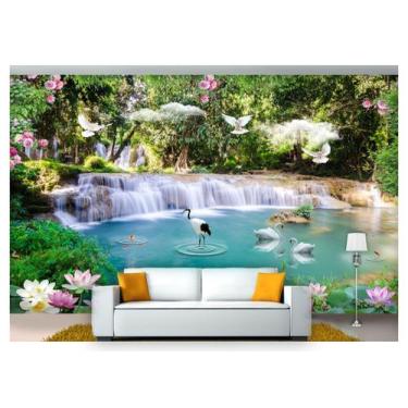 Imagem de Papel De Parede Cachoeiras Animais Pássaros 3D 7,50M² Xch09 - Você Dec