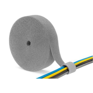 Imagem de Fita reutilizável para gerenciamento de cabos de – rolo de 4,9 m, organizador de cabos ajustável para mesa, escritório, casa, data center, PC, TV, áudio, rede, cabos de carregamento (1,2 cm x 4,9 m
